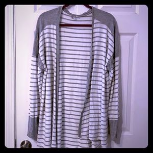 Gray and white striped cardigan
